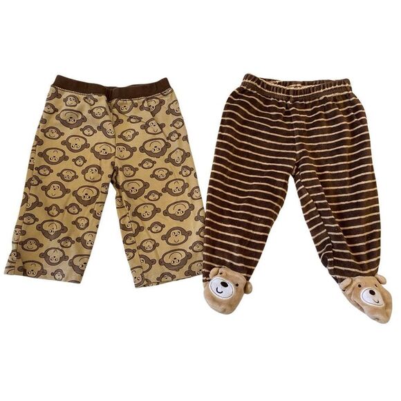 Lot of 5 Carters Monkey Dog Baby Hats Pajama Pants 6 Months - Picture 3 of 10